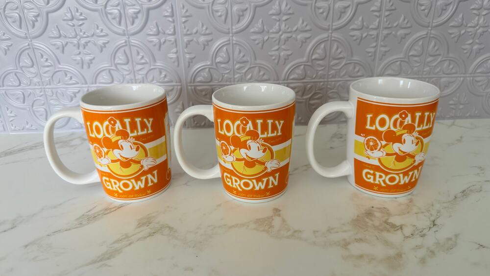 Disney Minnie Mouse Locally Grown Citrus Ceramic Coffee Mugs - Set of 3
